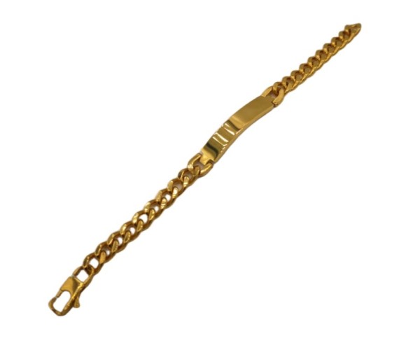 Teräksinen panssariketju laatalla  / kullattu / 9 mm / 21,5cm