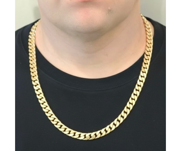 Kultainen panssariketju kaulaan 9,6mm, umpinainen