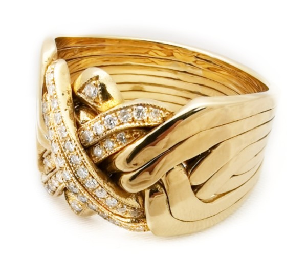 Pirunnyrkki: 18 K kulta 8-osainen timanteilla, heavy  Pirunnyrkki: 18 K kulta 8-osainen timanteilla, heavy