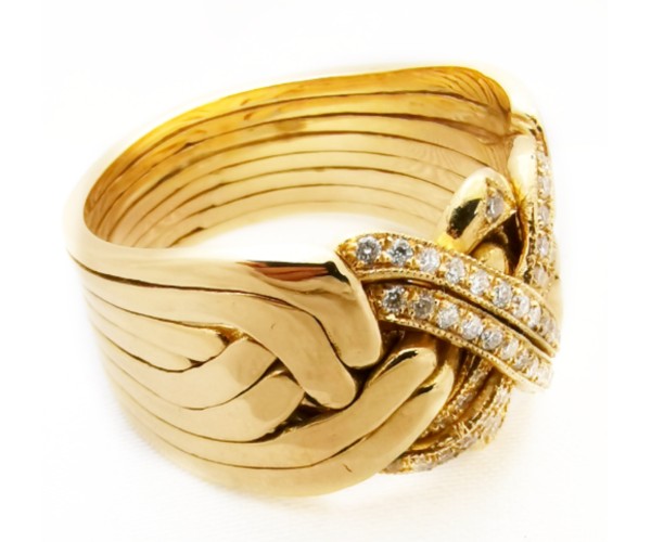 Pirunnyrkki: 18 K kulta 8-osainen timanteilla, heavy  Pirunnyrkki: 18 K kulta 8-osainen timanteilla, heavy