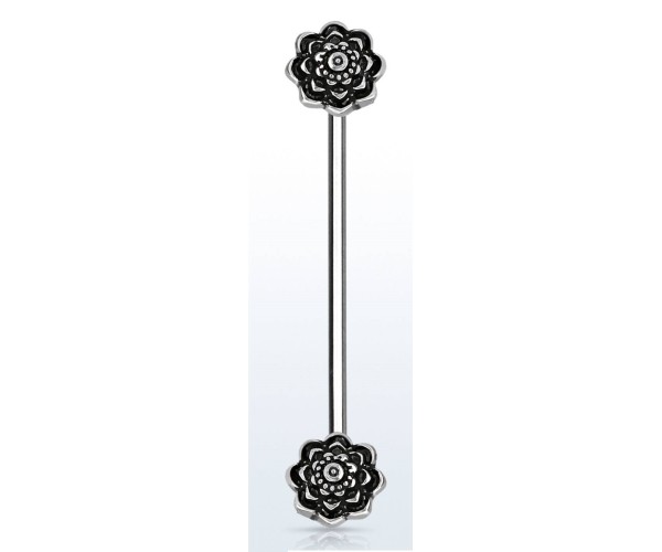 Black Rose Industrial barbell [1,6 mm * 35 mm] - Kirurginteräs