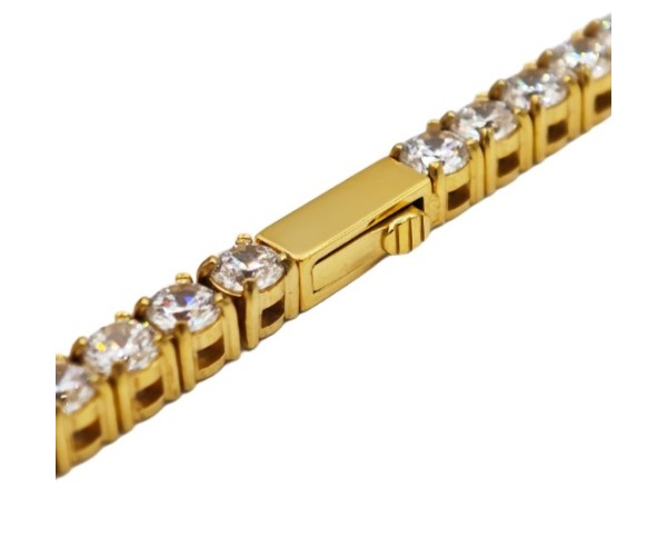 Teräksinen zirkoniketju / kullattu / 4 mm /
