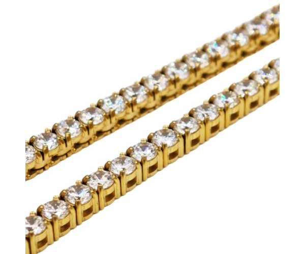 Teräksinen zirkoniketju / kullattu / 4 mm /