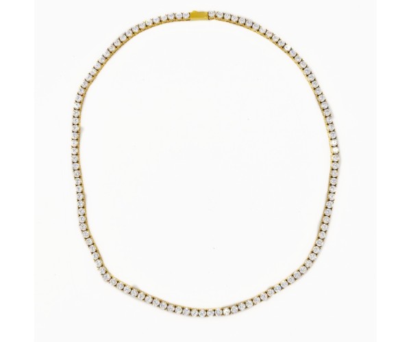 Teräksinen zirkoniketju / kullattu / 4 mm /
