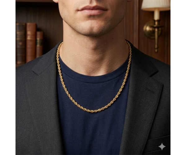 Kultainen cordellketju kaulaan 5mm, umpinainen