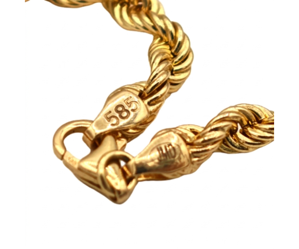 Kultainen cordellketju kaulaan 5mm, umpinainen