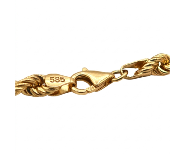 Kultainen cordellketju kaulaan 5mm, umpinainen