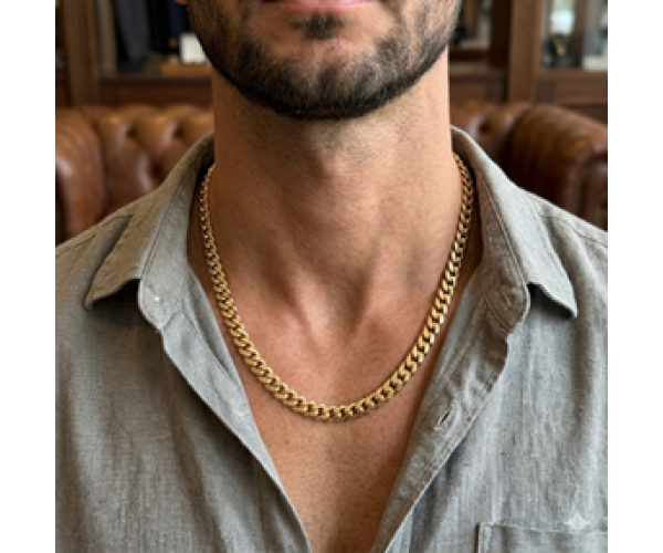 Kultainen panssariketju kaulaan 7,5mm, umpinainen