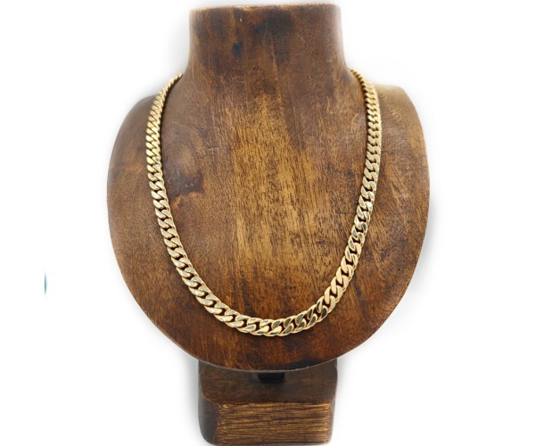 Kultainen panssariketju kaulaan 7,5mm, umpinainen