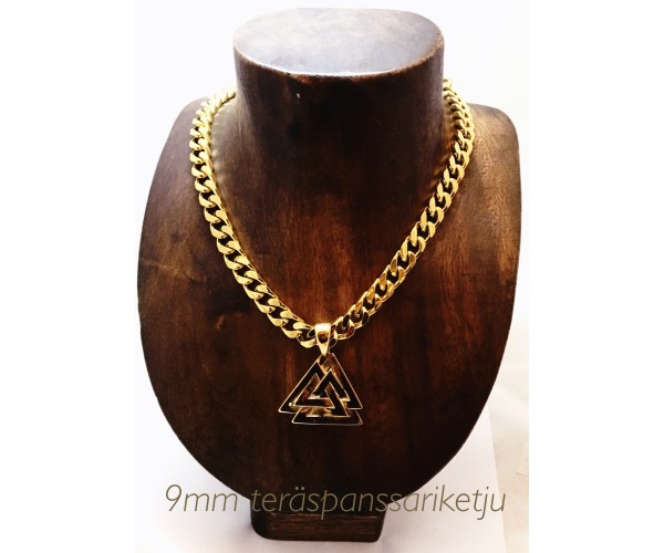 Valknut, Odinin symboli - Teräsriipus, kullattu