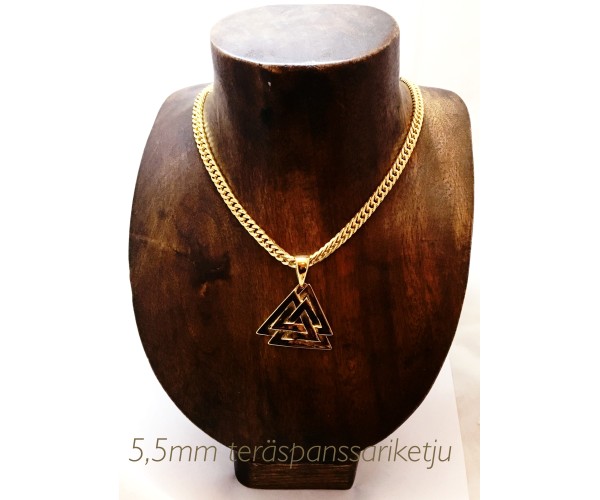 Valknut, Odinin symboli - Teräsriipus, kullattu