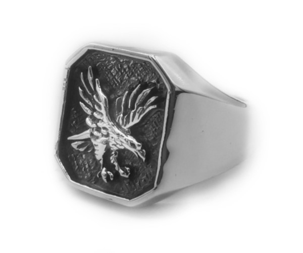 Kotka -  Hopeinen kantasormus