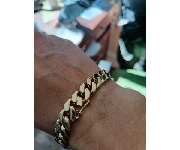 Kultainen panssariketju ranteeseen 11mm, umpinainen