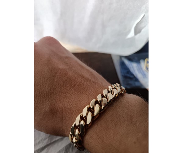 Kultainen panssariketju ranteeseen 11mm, umpinainen