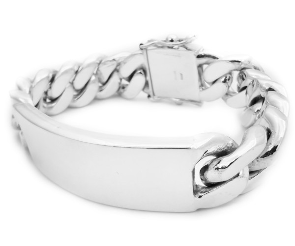 Hopeinen panssariketju laatalla ranteeseen / 18 mm / 200g-215g / 22-24 cm