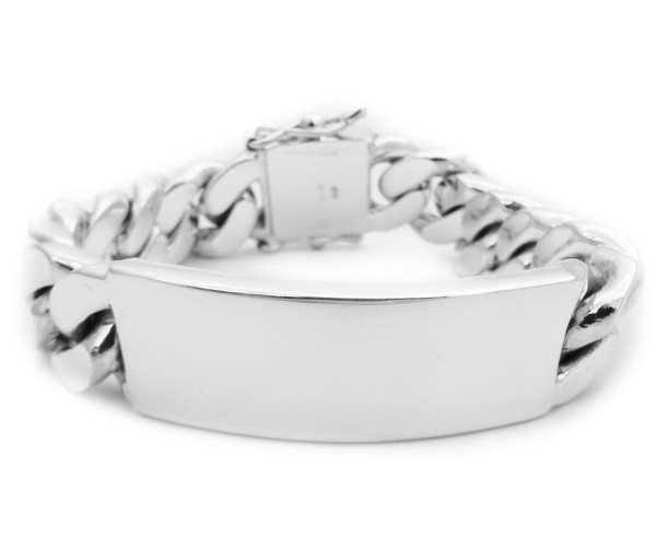 Hopeinen panssariketju laatalla ranteeseen / 18 mm / 200g-215g / 22-24 cm