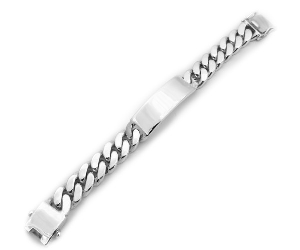 Hopeinen panssariketju laatalla ranteeseen / 18 mm / 200g-215g / 22-24 cm