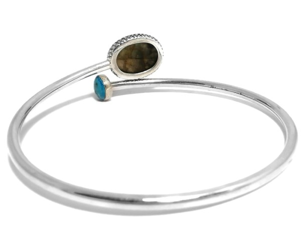 Labradoriitti & turkoosi - Hopeinen rannekoru