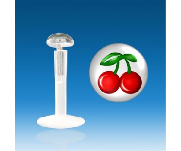 Kirsikka - Huulikoru [1,2 mm * 8 mm] - Hopea & "bio flexible" -tappi