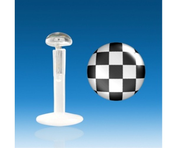 Shakkiruutu - Huulikoru [1,2 mm * 8 mm] - Hopea & "bio flexible" -tappi