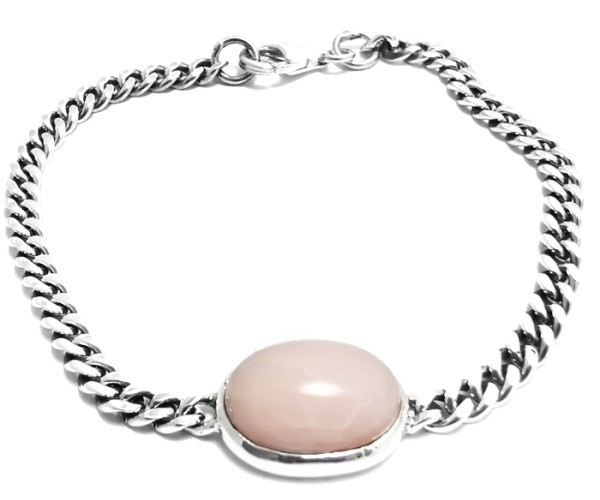 Ruusukvartsi - Hopeinen ranneketju