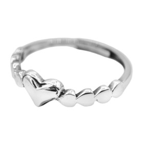 Sydämet freesize - Hopeasormus