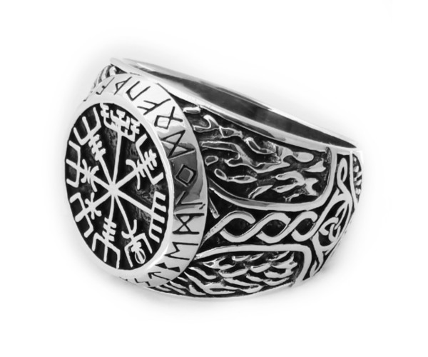 Vegvisir & Thorin vasara - Hopeasormus
