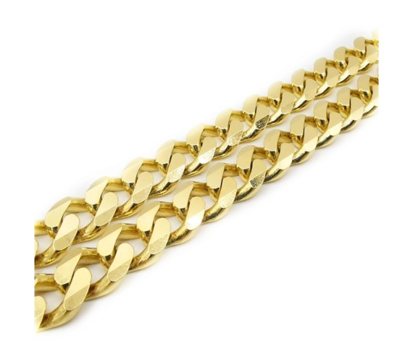 Kultainen panssariketju kaulaan 9 mm, umpinainen
